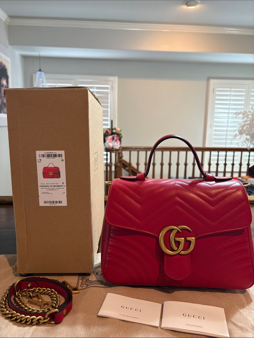 GUCCI GG Marmont Small Matelasśe Top Handle/Crossbody Bag - Picture 3 of 17